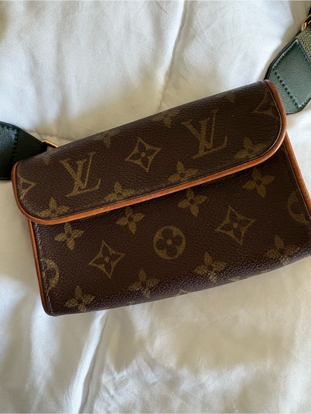 Louis Vuitton Monogram Canvas Brown Crossbody with Green Strap